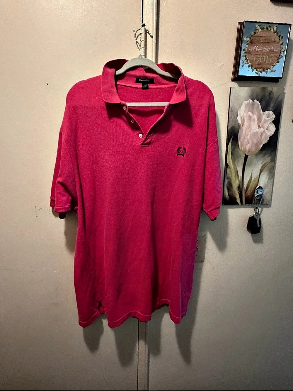 Christian Dior Cotton Polo Shirt in Pink SIZE xl